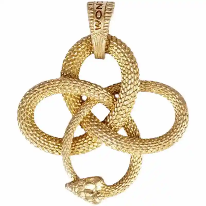 Brass 925 Silver Vintage Snake Pendant Necklace - Brass Single Pack