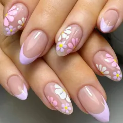 24-piece Wear Nail Tip Finished Product New French Pure Desire Style Small Floral - Yt35 - View 1