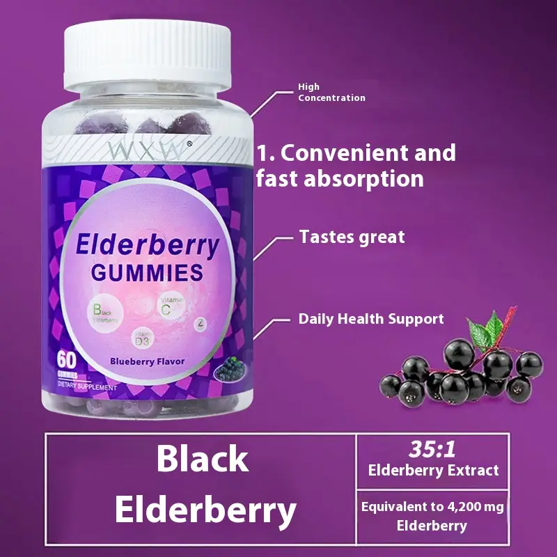 Elderberry Gummies Vitamin D3 Sambucus Williamsii Hance Soft Candy