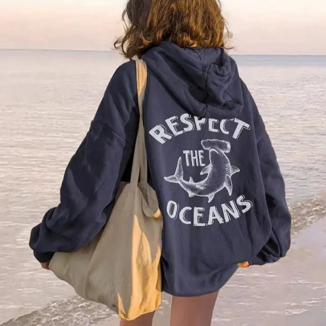 Ocean Respect Local Printed Sweater Blue - Shop at LoveMi