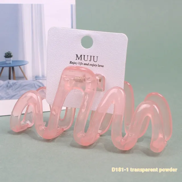 Fashion Personality Wave Female Hair Clip Transparent Powder - Shop at LoveMi