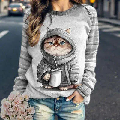 Casual Top Printed 3D Dense Round Neck Sweater Women's Printed Wear - Jl1946-Xl - View 1
