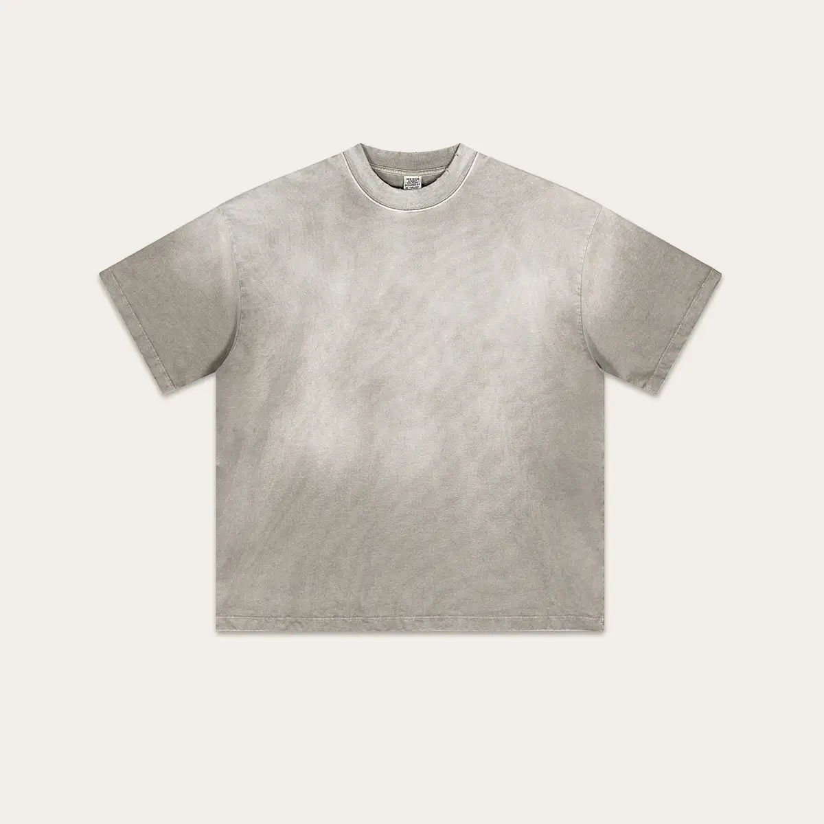 Retro Washed Heavy Small Neckline Short Sleeve