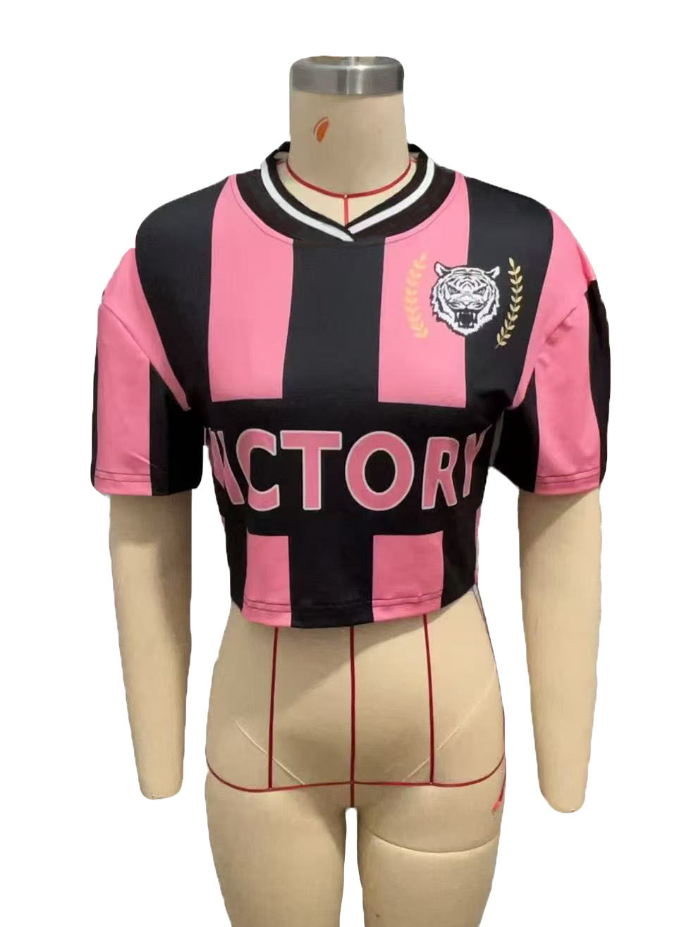 Europe And America Cross Border Summer V-neck High Waist Short Sleeve Women's T-shirt