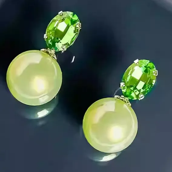 Green Personalized Simple Earrings