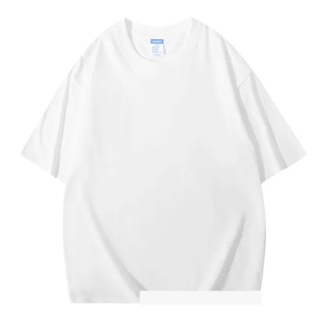 Men's And Women's Same Heavy Cotton Loose Solid Color Drop Shoulder Strap Short Sleeve White - Shop at LoveMi