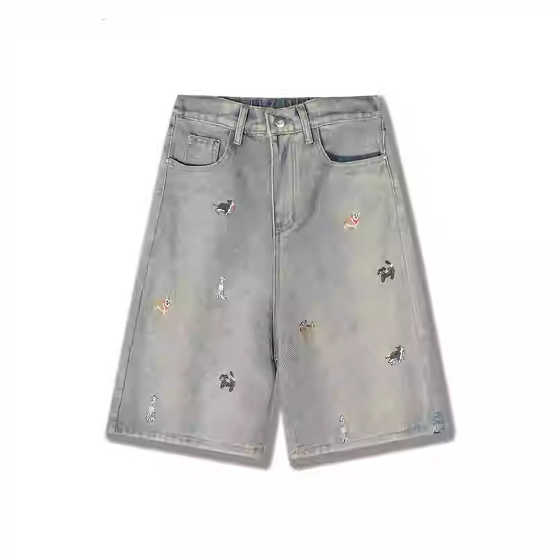 Worn Looking Washed-out Denim Shorts For Men And Women