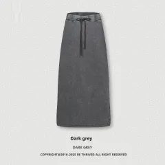 American A- Line High Waist Cover Slimming And Straight Loose Skirt Women - Dark Grey - View 1