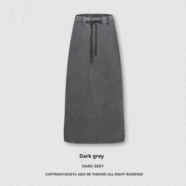 American A Line High Waist Cover Slimming And Straight Loose Skirt Women Dark Gray - Shop at LoveMi