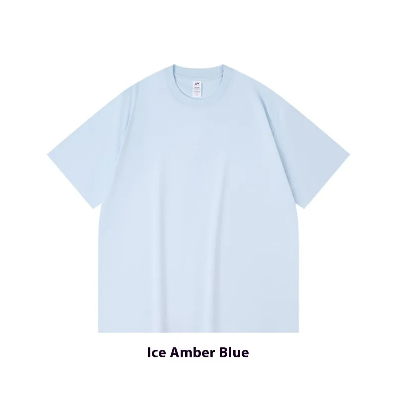 Cotton Heavy Round Neck Cultural T-shirt Advertising Shirt - Ice Amber Blue