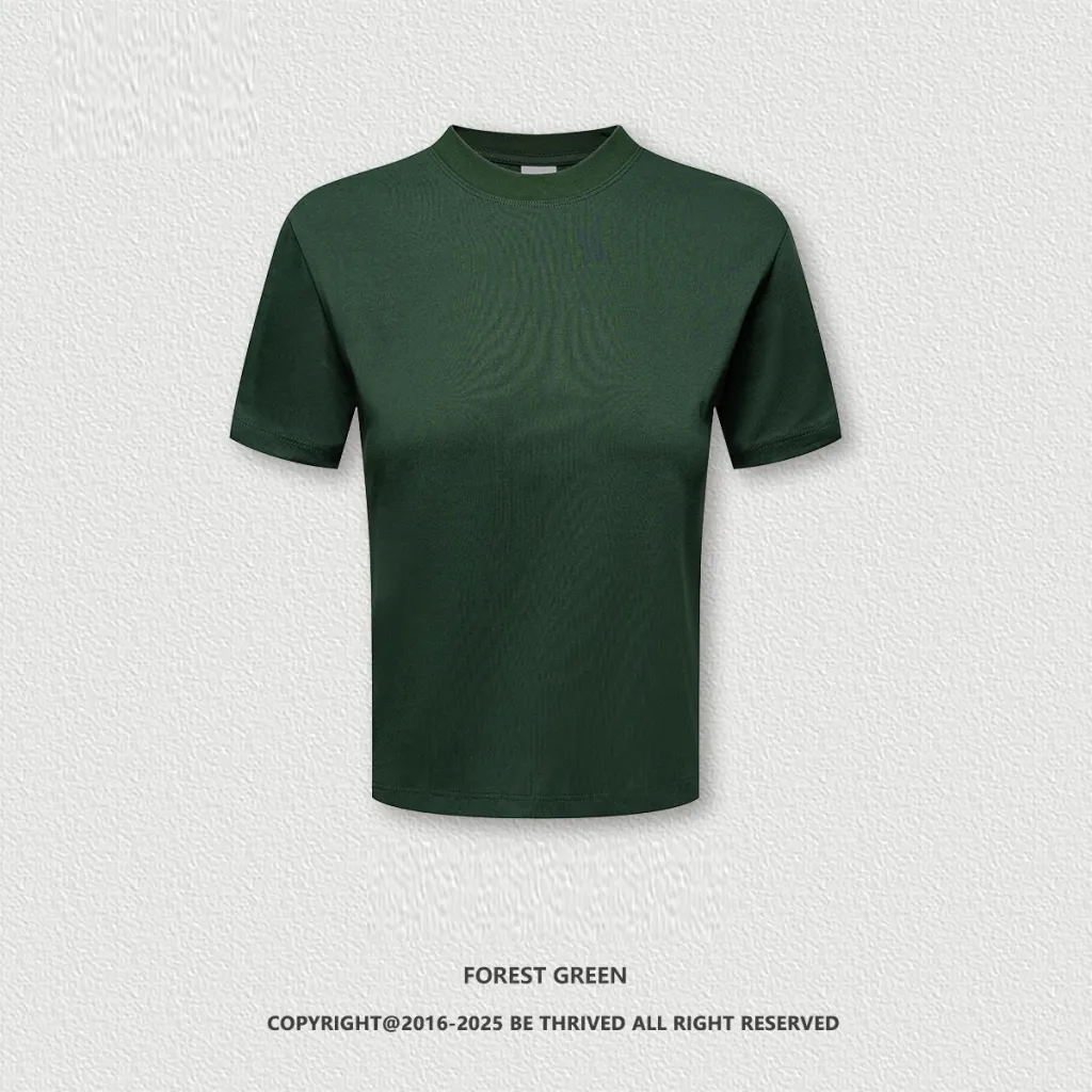 Long-staple Cotton Round Neck Casual Sports Short Sleeve Shoulder - Green