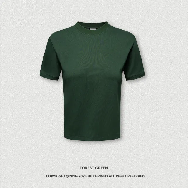 Long staple Cotton Round Neck Casual Sports Short Sleeve Shoulder Green - Shop at LoveMi