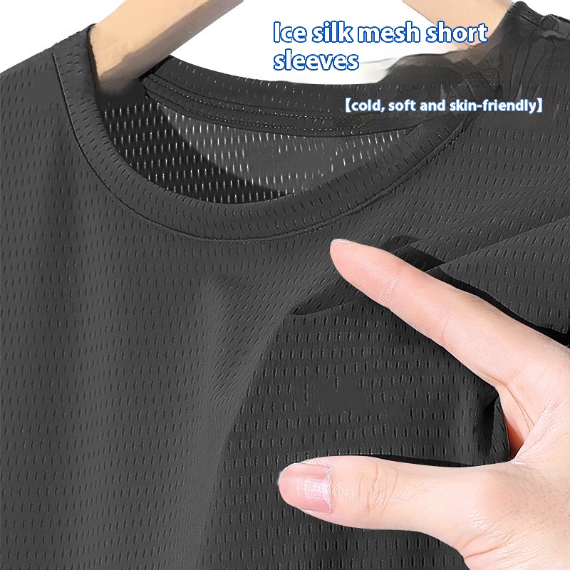 Ice Silk Mesh Short Sleeve Sports Casual