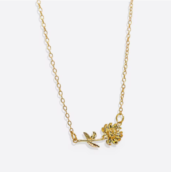 Birthday Flower Necklace Personalized High Quality Stainless Steel 18K Gold Plated Ladies Daily 3D Jewelry Birthday Gift For Her