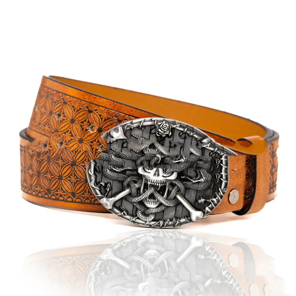 Zinc Alloy Personality Trend Buckle Retro Belt - 4 Style