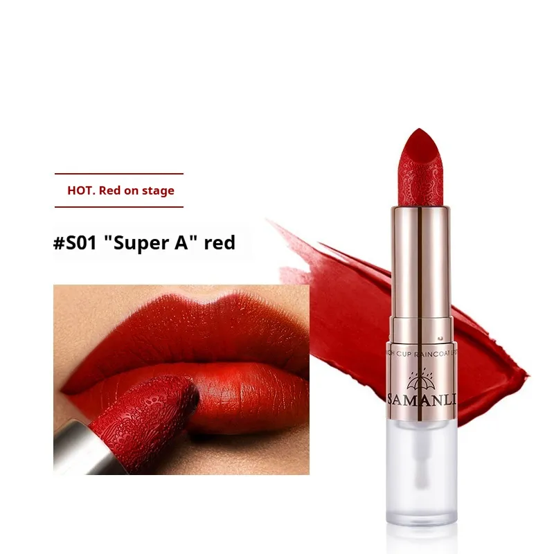 Solid Color Raincoat Lipstick No Stain On Cup Matte - Play Red