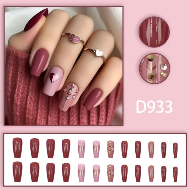 Retro Sweet Cool Solid Color Nail Wear Nail D933 Glue Type - Shop at LoveMi
