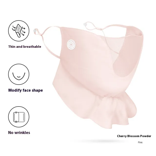 Women's Outdoor Driving Cycling UV proof Chiffon Sunscreen Mask Upgraded Cherry Blossom Powder - Shop at LoveMi