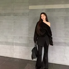Top Bootcut Pants Fashion Suit - Black Suit - View 1