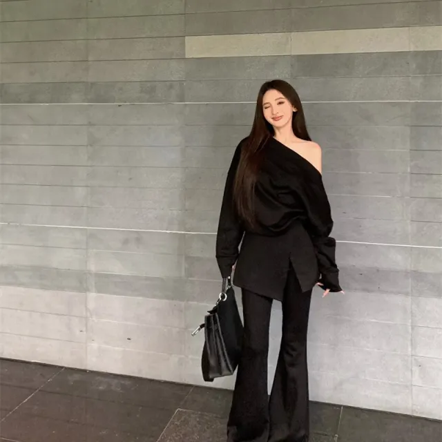 Top Bootcut Pants Fashion Suit Black Suit - Shop at LoveMi