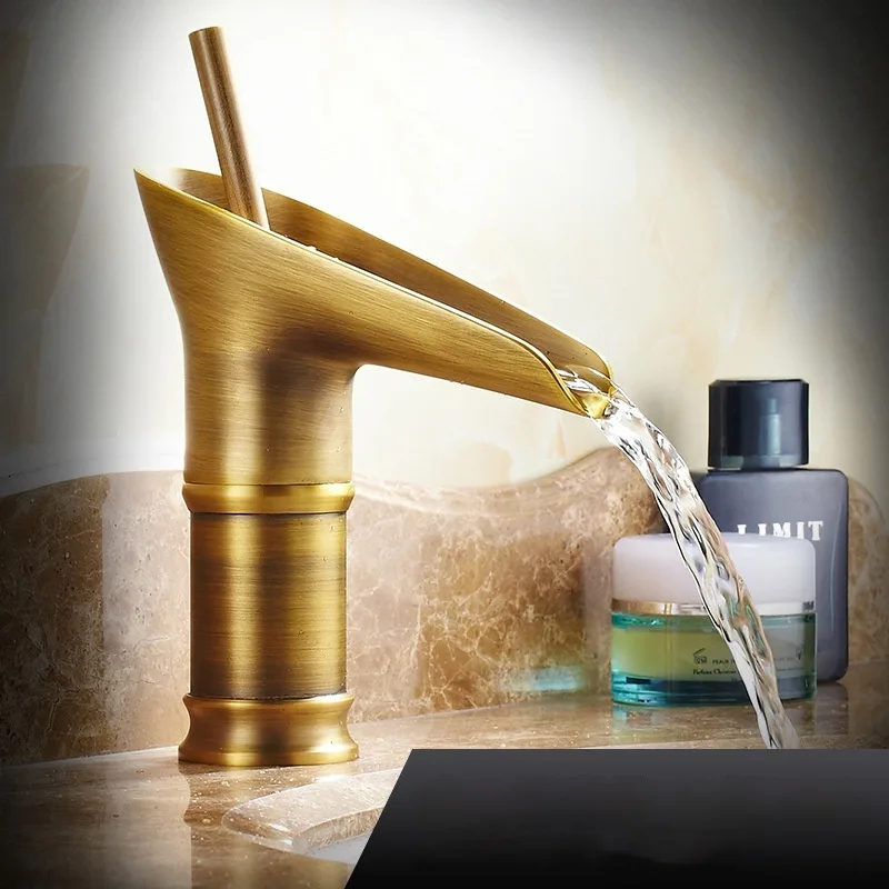 Copper Waterfall Basin Faucet Household Wash Up Sink