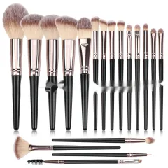 Black Makeup Brush Suit Foundation Eyeshadow Highlight - 18Pcs Black - View 1