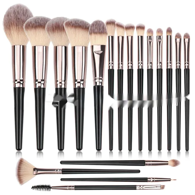Black Makeup Brush Suit Foundation Eyeshadow Highlight 18Pcs Black - Shop at LoveMi