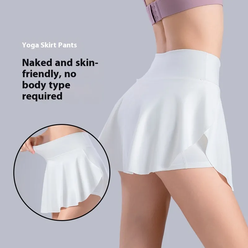 Lined Anti-exposure Tennis Skirt Fitness Sports Skirt - White