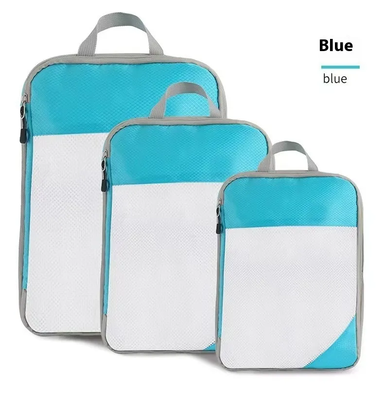 Compression Three-piece Set Luggage Storage Bag - Blue