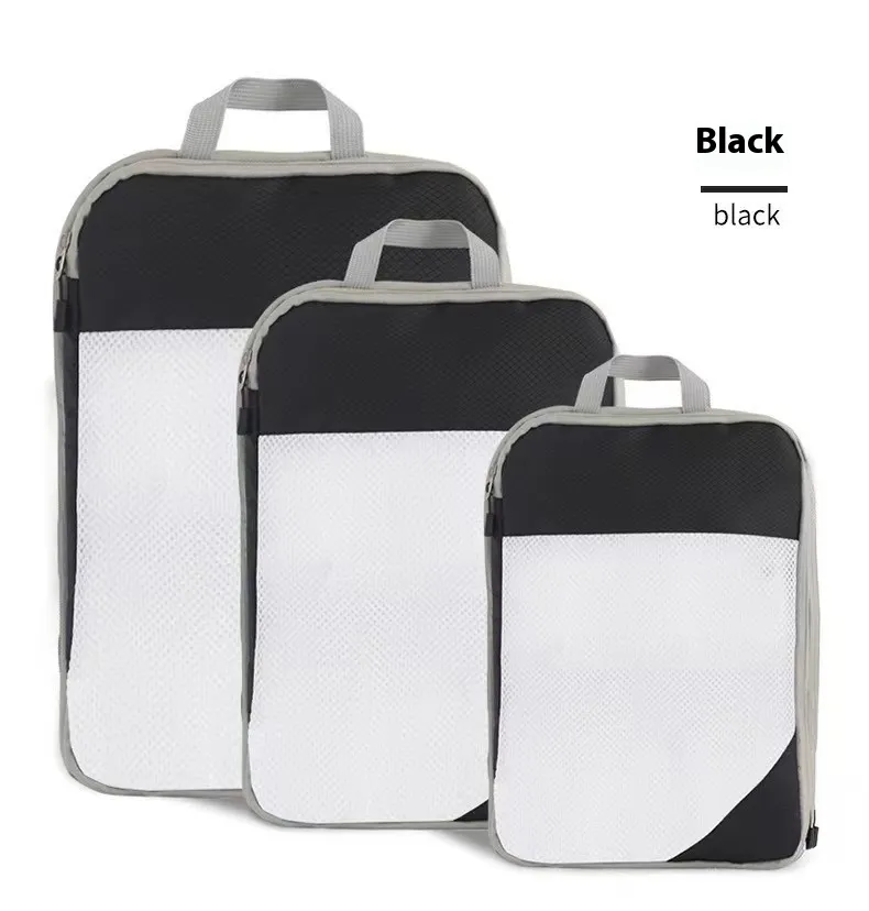 Compression Three-piece Set Luggage Storage Bag - Black