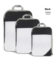 Compression Three-piece Set Luggage Storage Bag - Black - View 1