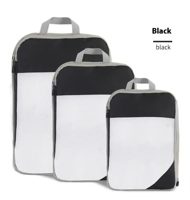 Compression Three piece Set Luggage Storage Bag Black - Shop at LoveMi