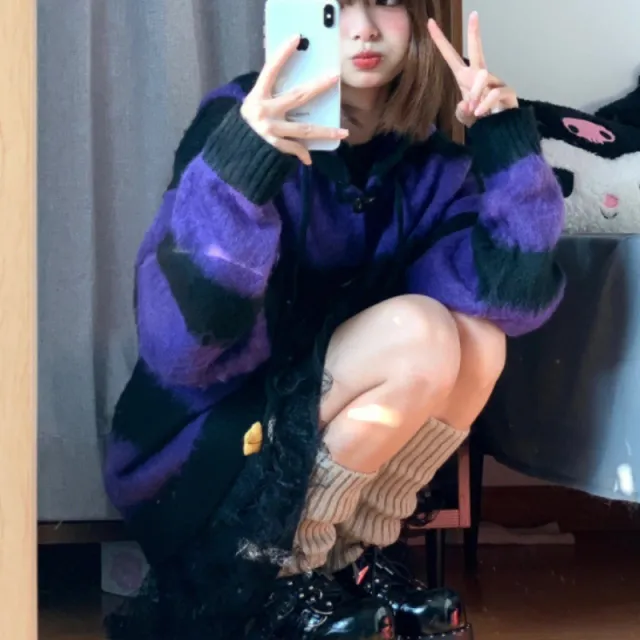 Star Stripes Sweater Sweater Autumn And Winter Thickened Black - Shop at LoveMi