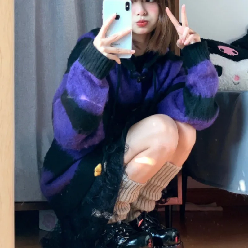 Star Stripes Sweater Sweater Autumn And Winter Thickened - Black