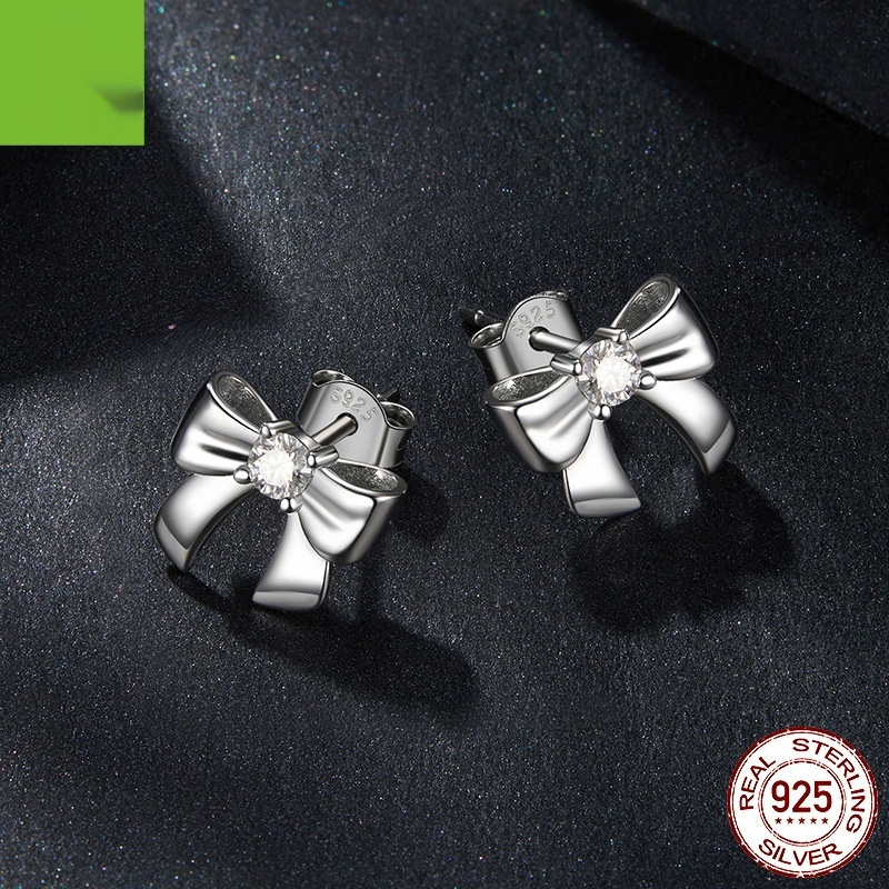 Bow Moissanite Earrings Ear Clip