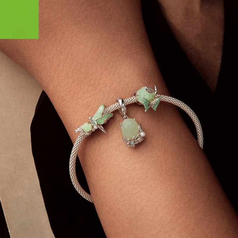 Green Flowers And Insects Series Bracelet String Beads Accessories