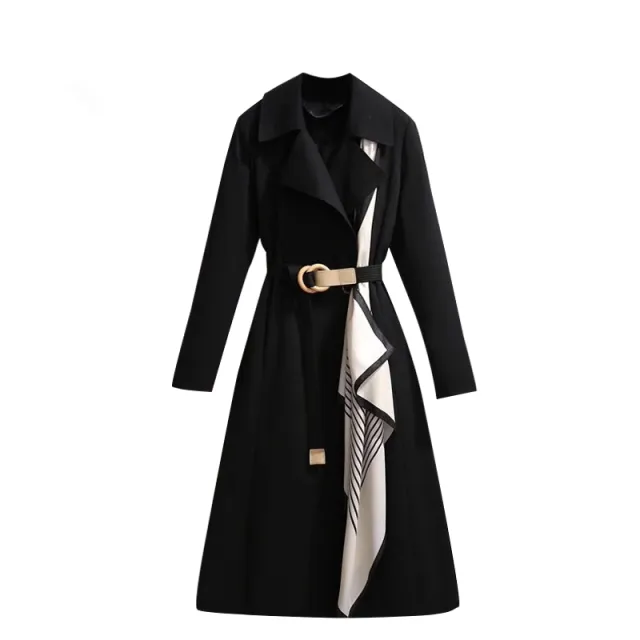 Large British Style Suit Collar Windbreaker Black - Shop at LoveMi