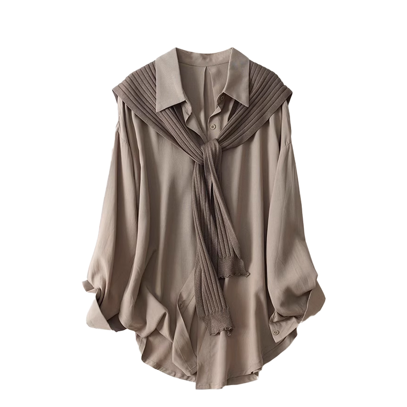 Two Piece Shirt Shawl Set