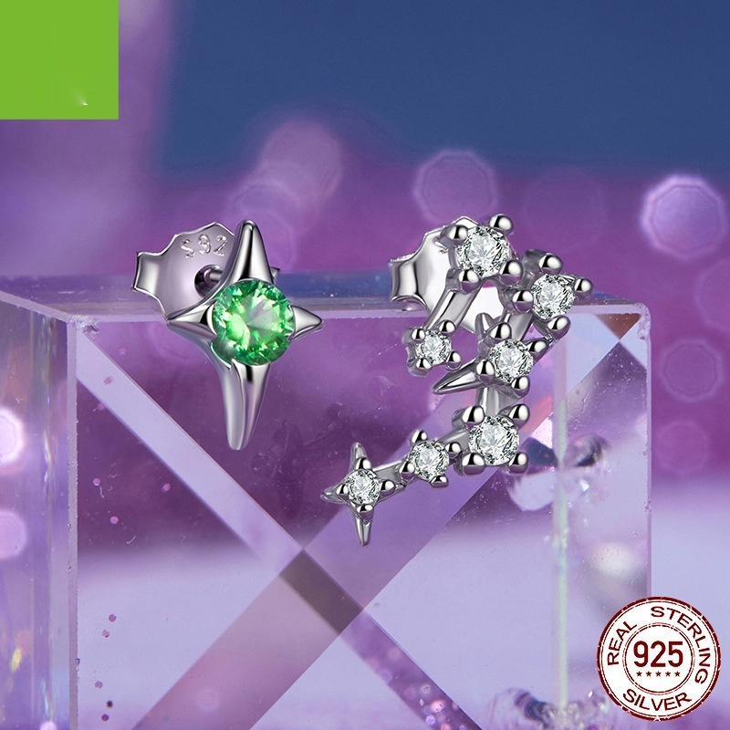 S925 Silver Platinum-plated Twelve Constellation Ear Studs