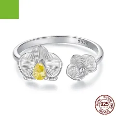 Sterling Silver Phalaenopsis Open Ring Fashion Exquisite And Versatile - Bsr659E - View 1