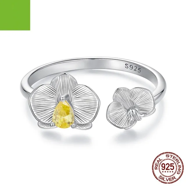Sterling Silver Phalaenopsis Open Ring Fashion Exquisite And Versatile Bsr659E - Shop at LoveMi