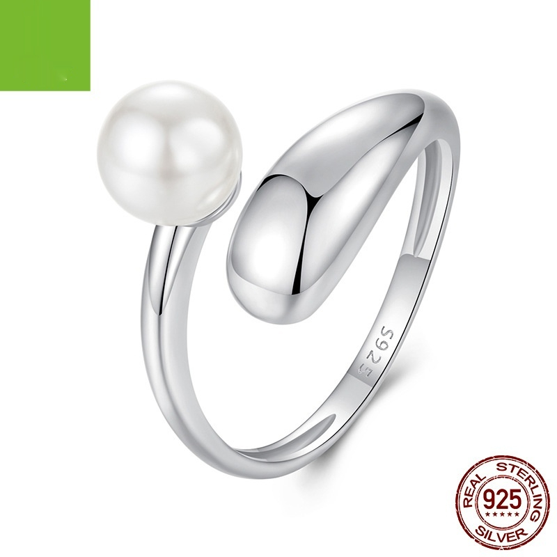 Simple Temperament Shell Pearls Open Ring