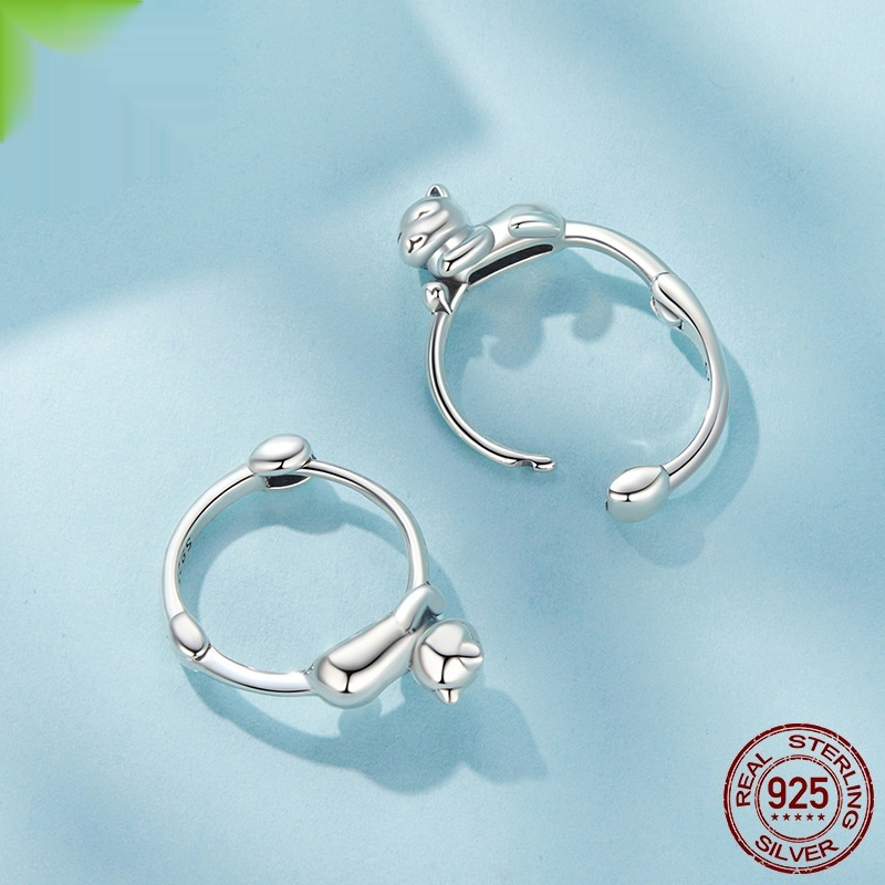 Personality Kitty Ins Style Silver Earrings