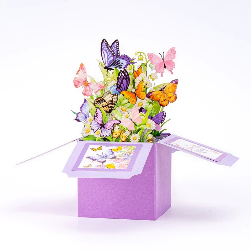 Colorized Butterfly 3D Pop-up Stereo Box Birthday Greeting Card