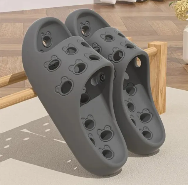Non slip Deodorant Leaking Quick drying Bathroom Slippers Gray - Shop at LoveMi