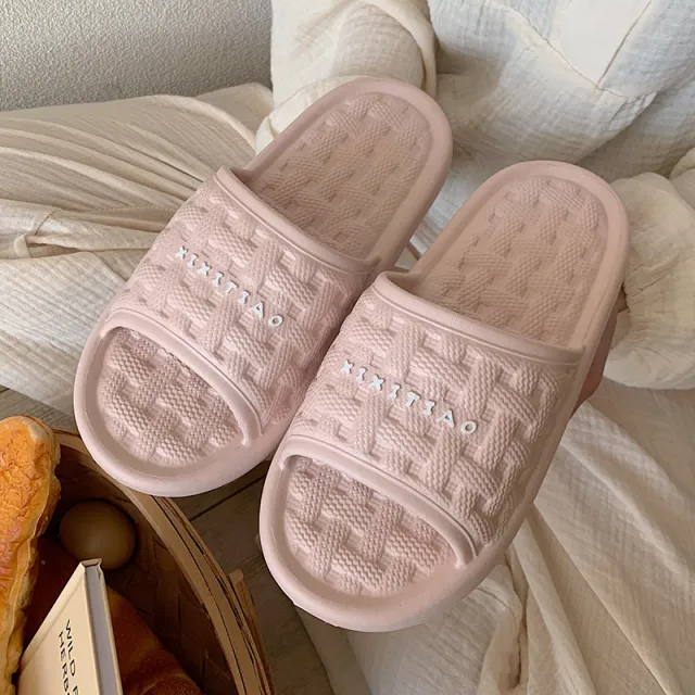 Women's Woven Plaid Soft Bottom Slippers Pink - Shop at LoveMi