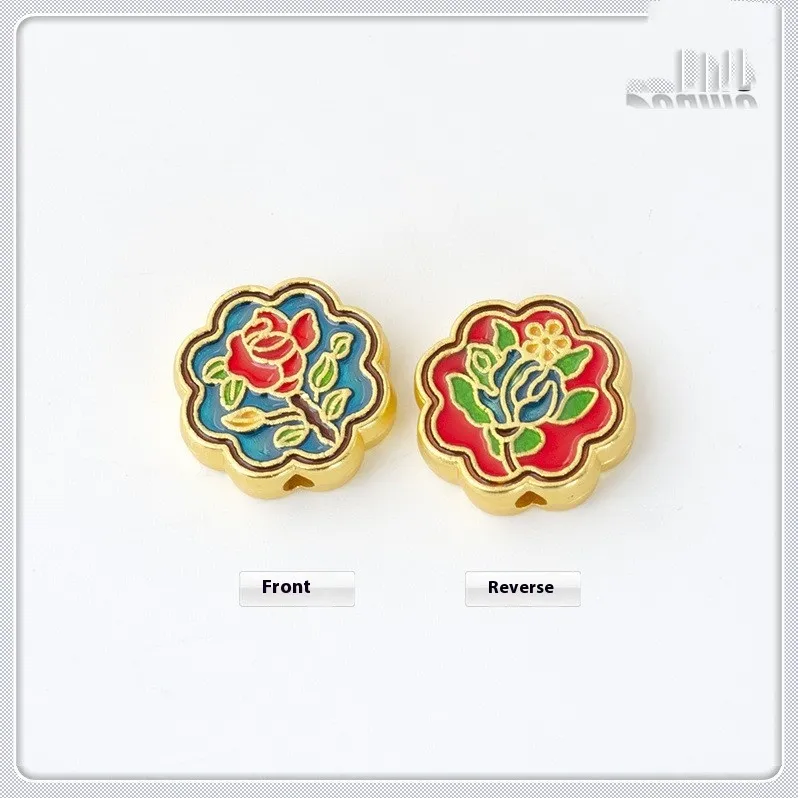 Gold-plated Dripping Oil Safe Joy Spacer Beads - Flowers