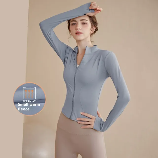 Fleece lined Stand Collar Top Sports Coat For Women Gray And Blue - Shop at LoveMi