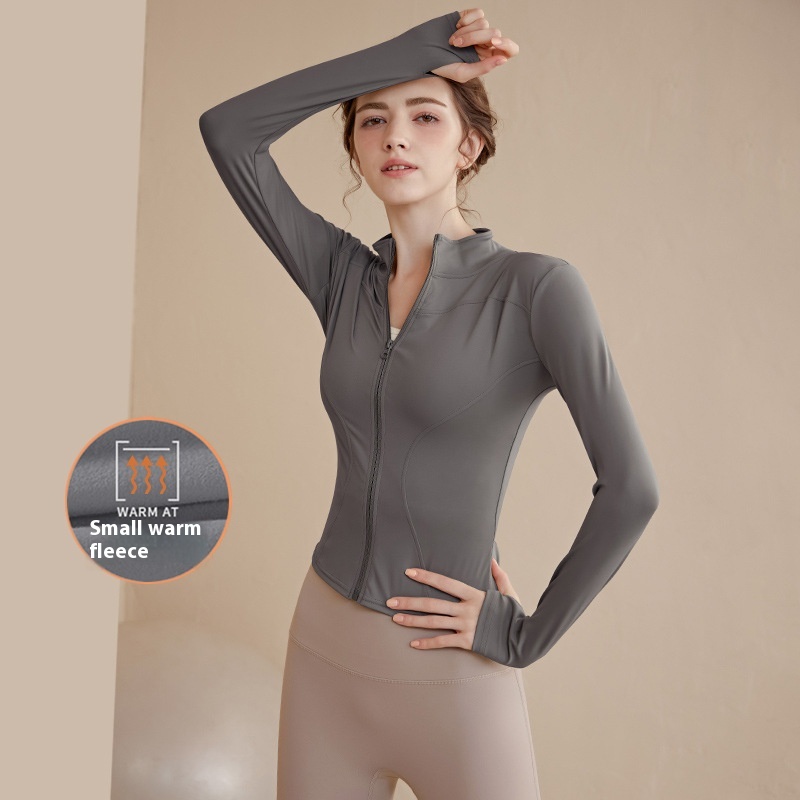 Fleece lined Stand Collar Top Sports Coat For Women Tan - Shop at LoveMi