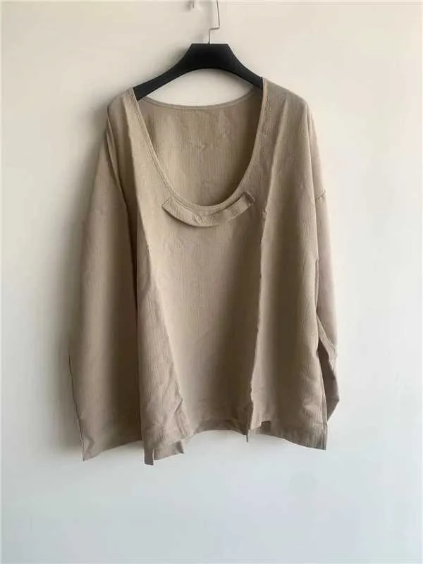 Casual Cool Long Sleeve Solid Color T shirt Khaki - Shop at LoveMi